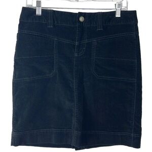 Athleta Velour Skirt Women's 6 Black‎ Stretch Patch Pockets Back Slit
